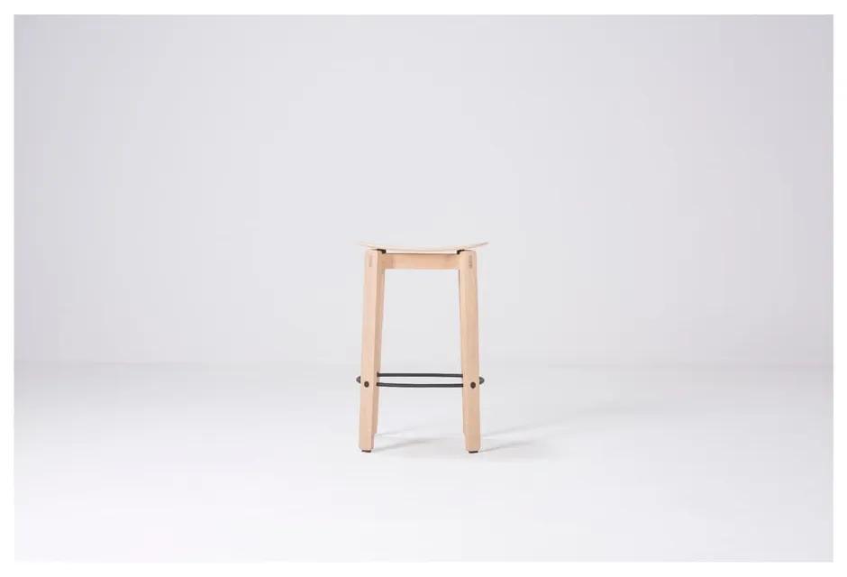 Естествен нисък бар стол, изработен от дъбова дървесина Nora - Gazzda