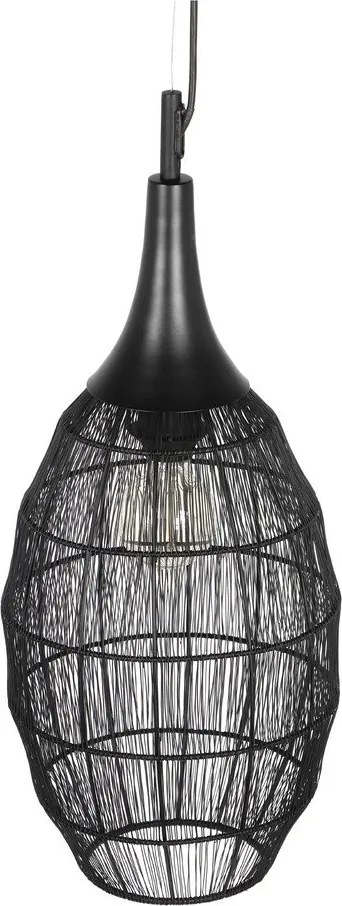 Матово черно висящо осветително тяло с метален абажур Soraya – Trio