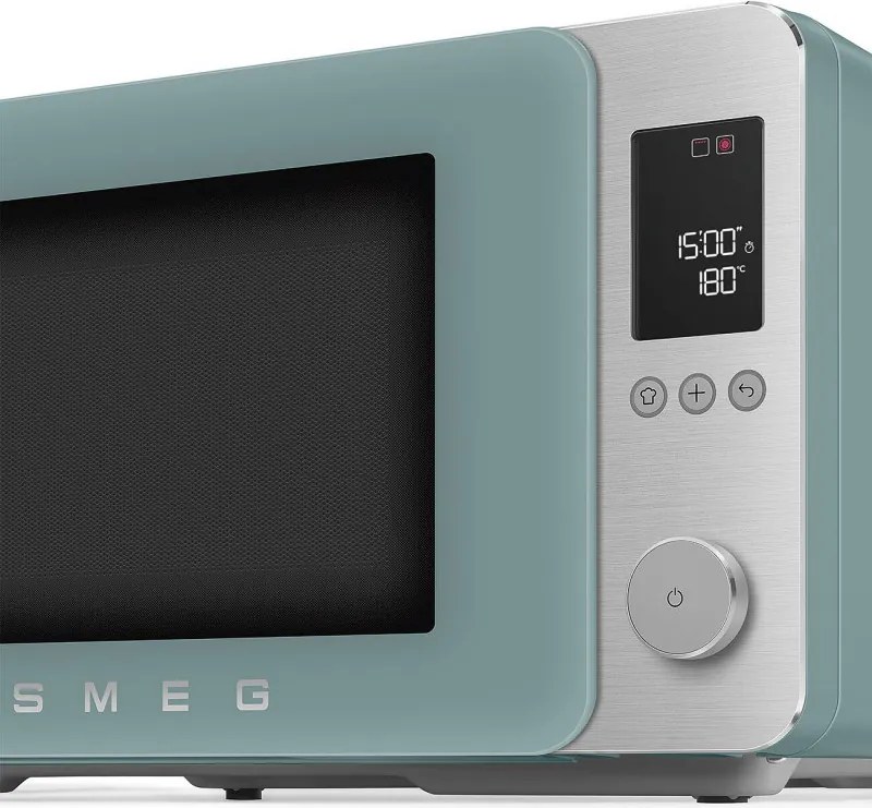 Комбинирана микровълнова фурна с горещ въздух SMEG Collezione MOC02EGMEU, 900W, 27 л, 25 програми, Плавно затваряне, Индивидуални настройки, Зелен