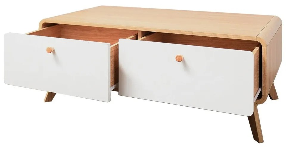 Бяла/естествена маса за телевизор от декор от дъб 100x40 cm Caitlin – Støraa