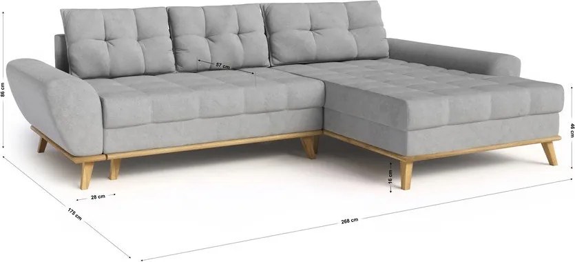 Светлосив разтегателен ъглов диван (десен ъгъл) Balitco – Ropez