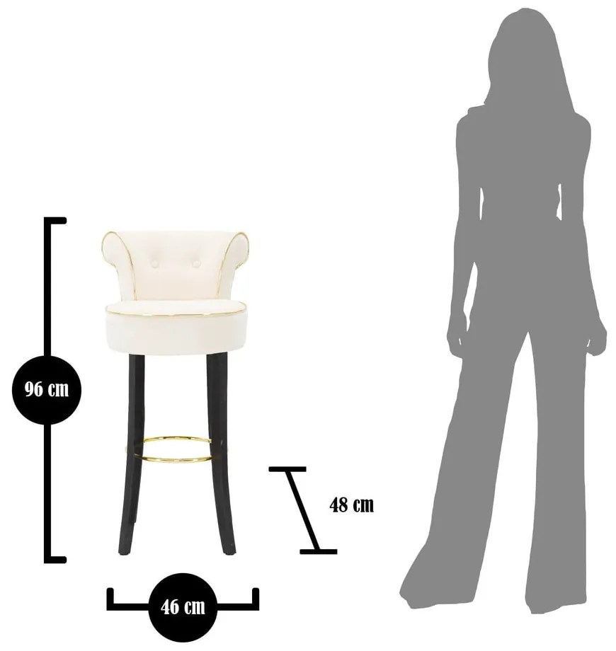 Бар стол от кремаво кадифе 96 cm Luxy - Mauro Ferretti