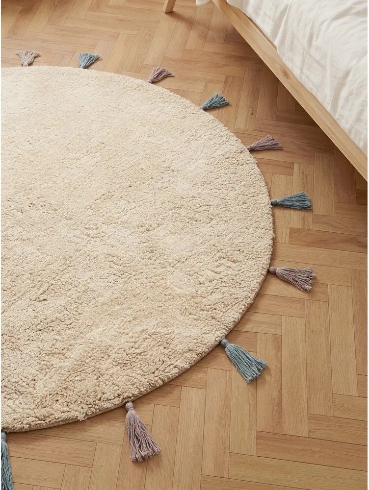 Кремав памучен детски килим подходящ за пране/ръчно изработен ø160 cm Snuggle Sunna – Hanse Home