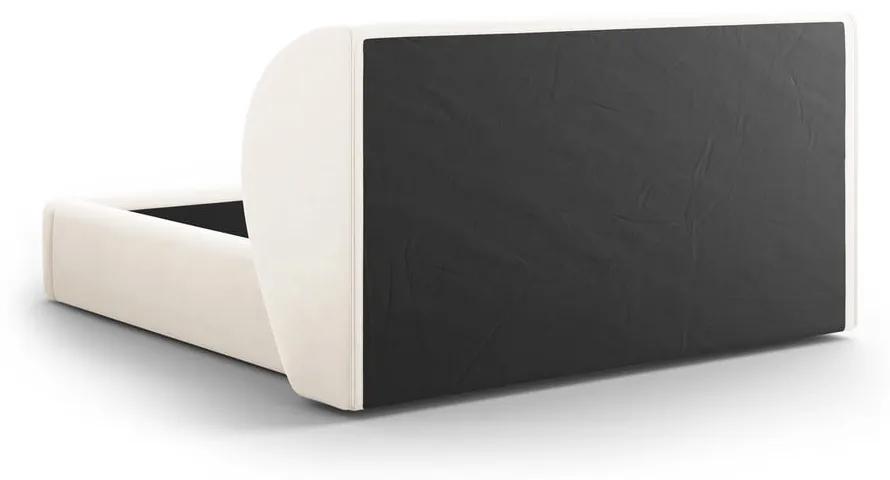 Бежово тапицирано двойно легло с място за съхранение с решетка 200x200 cm Miley - Micadoni Home