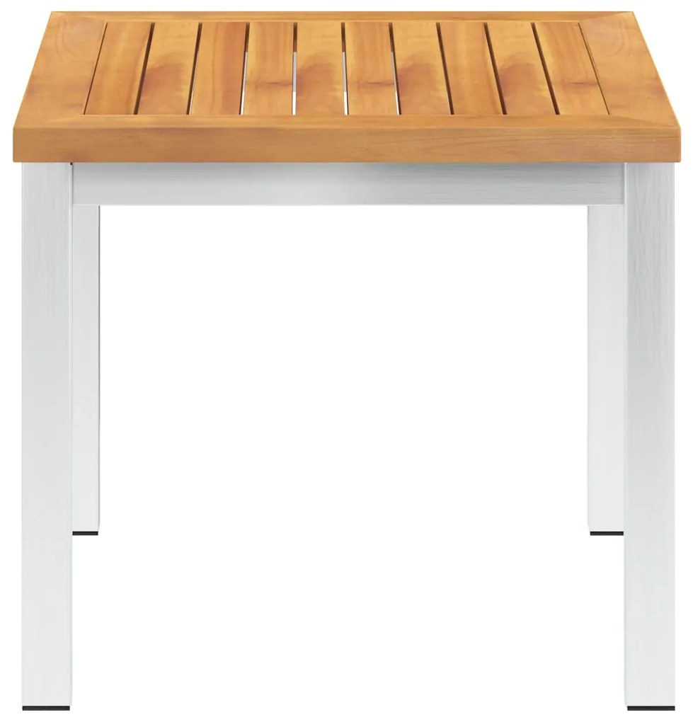 46492 vidaXL Градинска странична маса 45x45x38 см акация масив и инокс