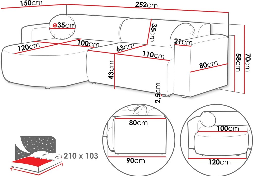 Ъглов диван Nicelo-Светло сиво