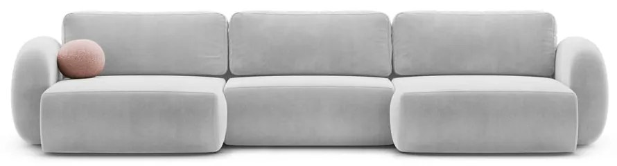 Светлосив кадифен сгъваем/с място за съхранение ъглов диван (U форма) Tonale – Cosmopolitan Design