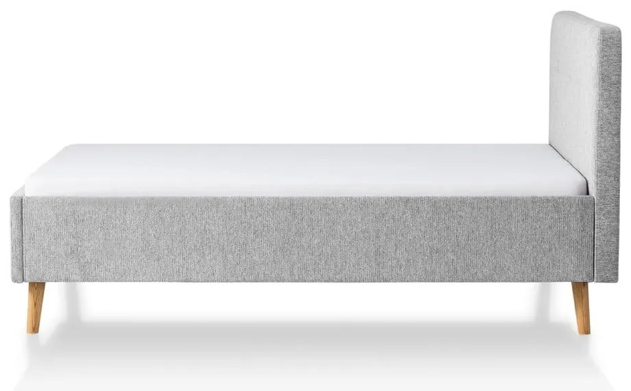 Светлосиво двойно легло 140x200 cm тапицирано без ламелно дъно Smart – Meise Möbel