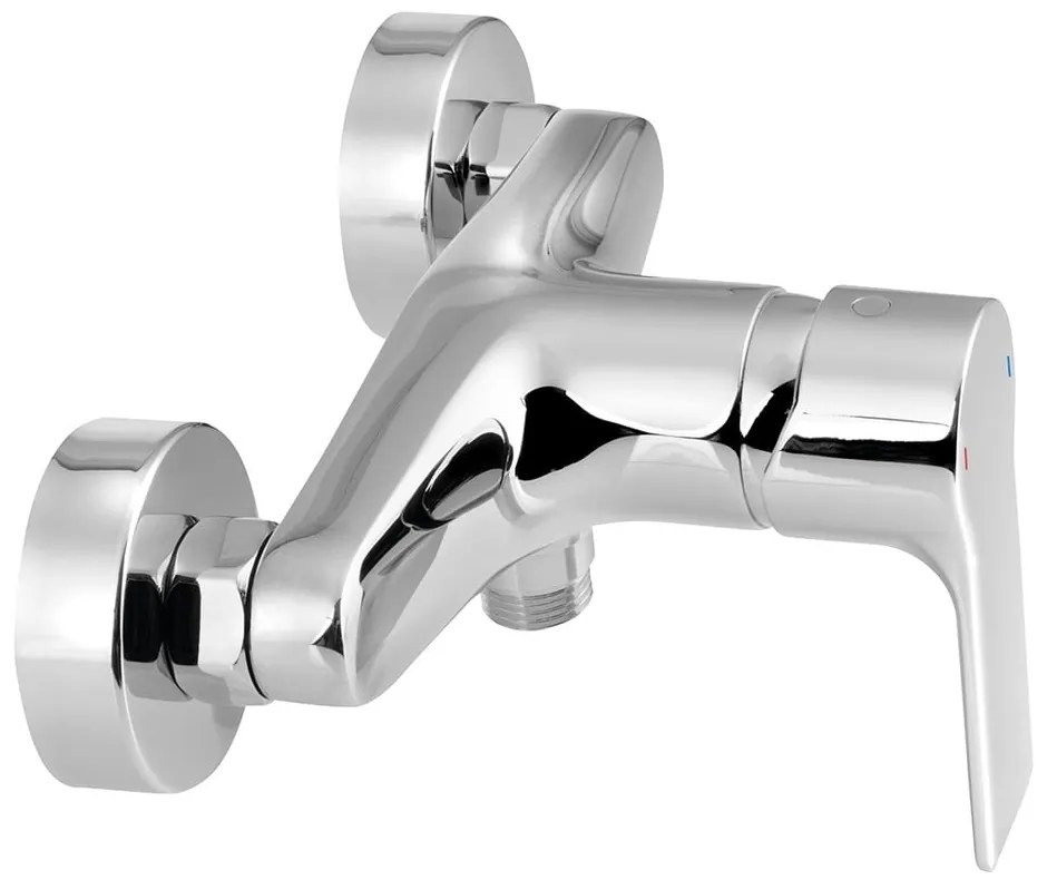 Стенна душ батерия в лъскаво-сребрист цвят (1 изход) Pax – Sapho