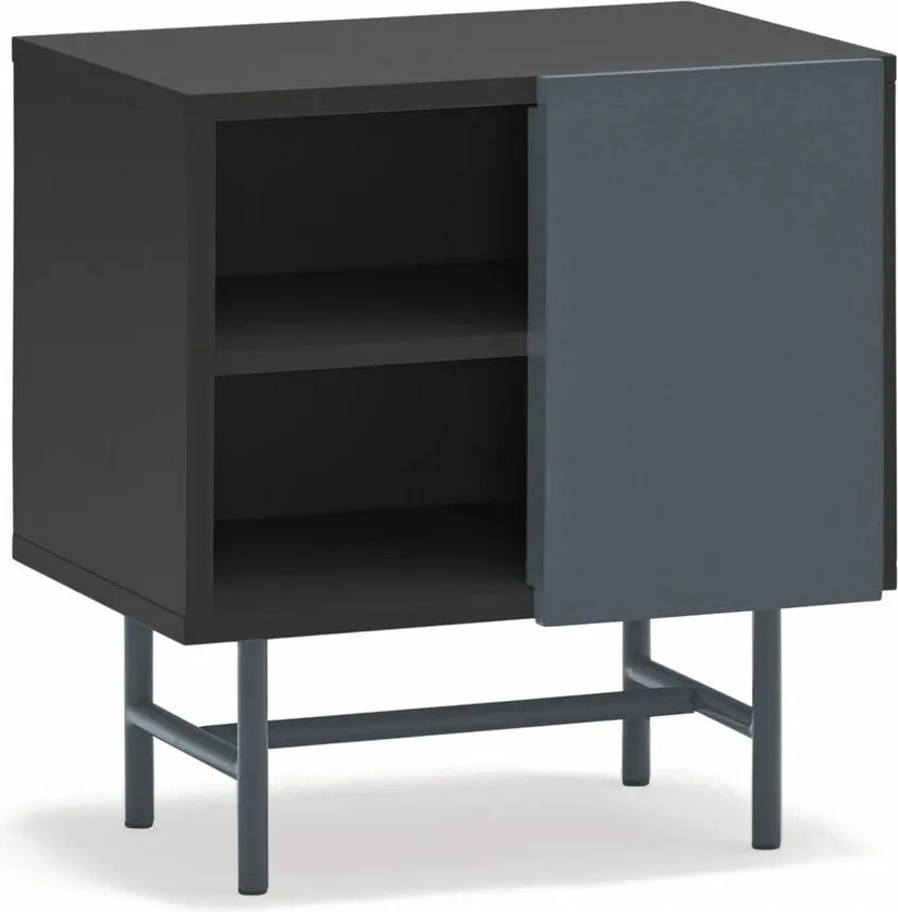 Черно/антрацитно матово нощно шкафче с рафтове Nube – Teulat