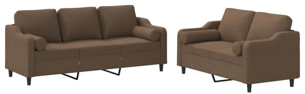 3201853 vidaXL Комплект дивани 2 части с възглавници кафяв текстил