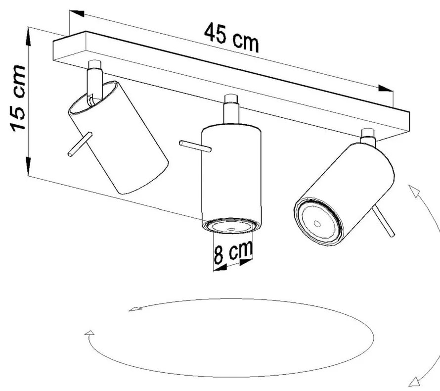 Сива лампа за таван , дължина 45 cm Etna - Sollux