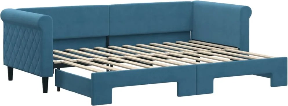 3197763 vidaXL Канапе с изтеглящо разтегателно легло синьо 80x200 см кадифе
