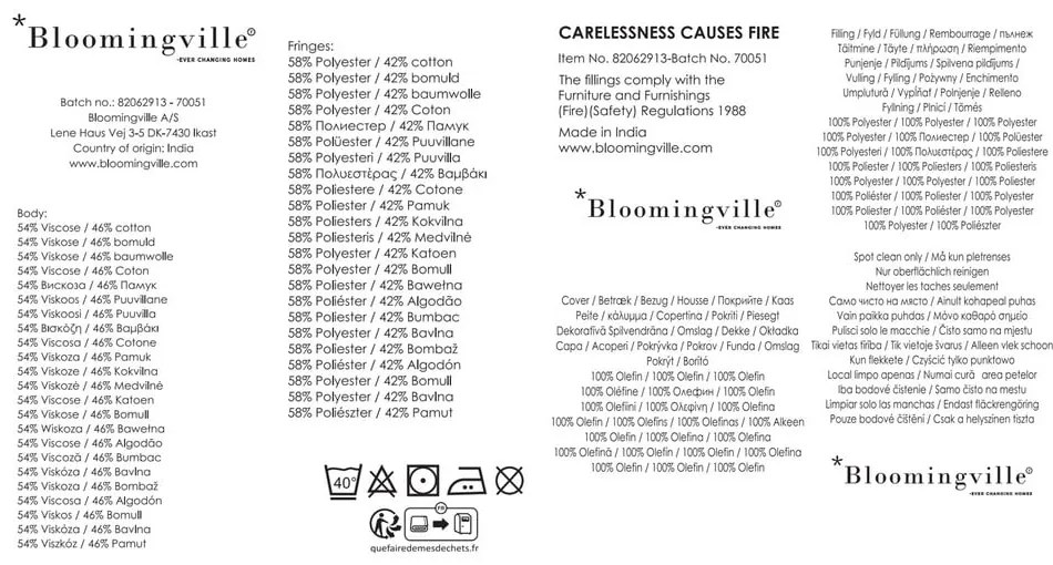 Декоративна възглавница със смес от памук 45x45 cm Eydis – Bloomingville