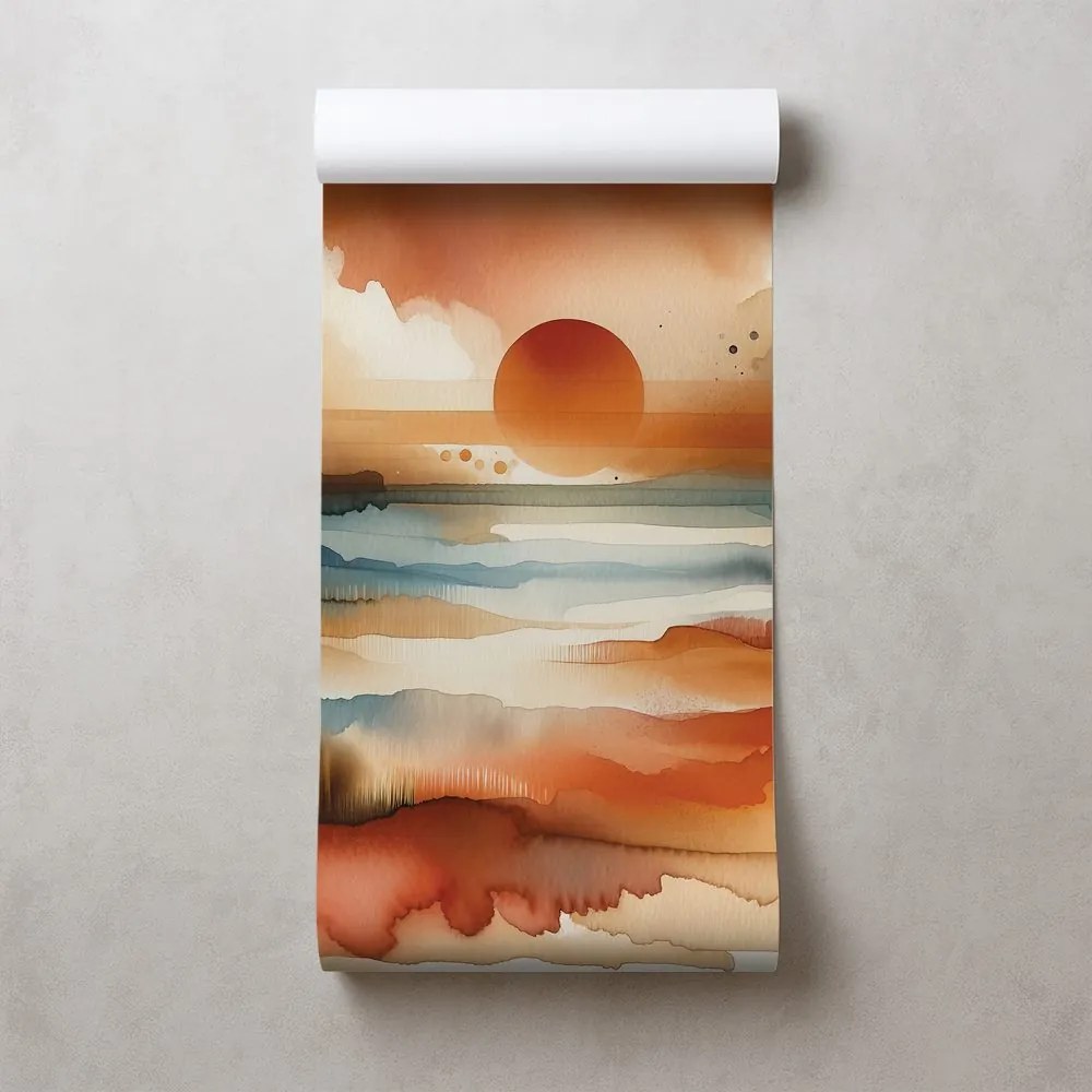 Тапет – Абстрактен акварелен залез