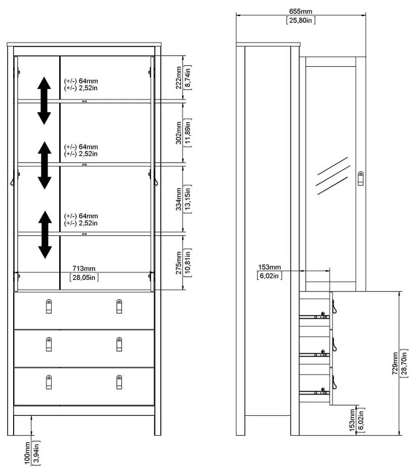 Сиво-бежова витрина 78x199x33 cm Madrid – Tvilum
