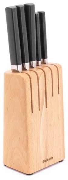 Комплект ножове 5 бр Brabantia Profile 1003298, Закалена стомана, Устойчиви на надраскване и корозия, Бук, Кафяв
