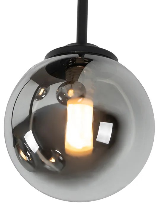 Модерна таванна лампа черна 5-лампа с димно стъкло - Атина