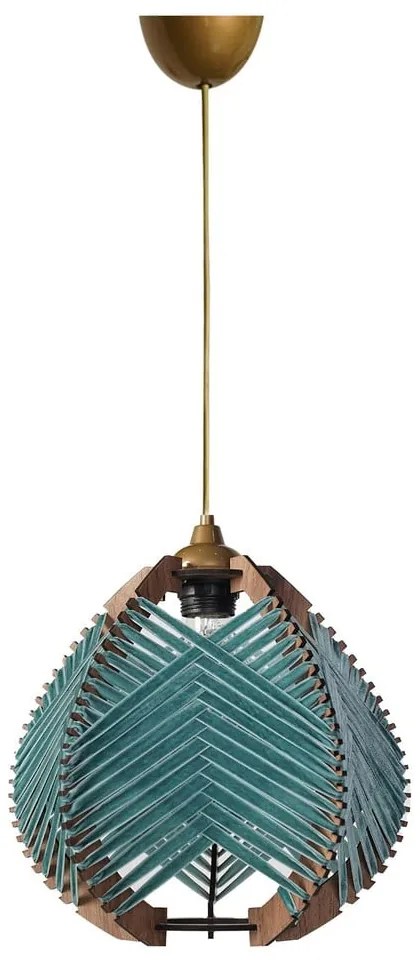 Синьо и естествено висящо осветително тяло с текстилен абажур ø 25 cm – Opviq lights