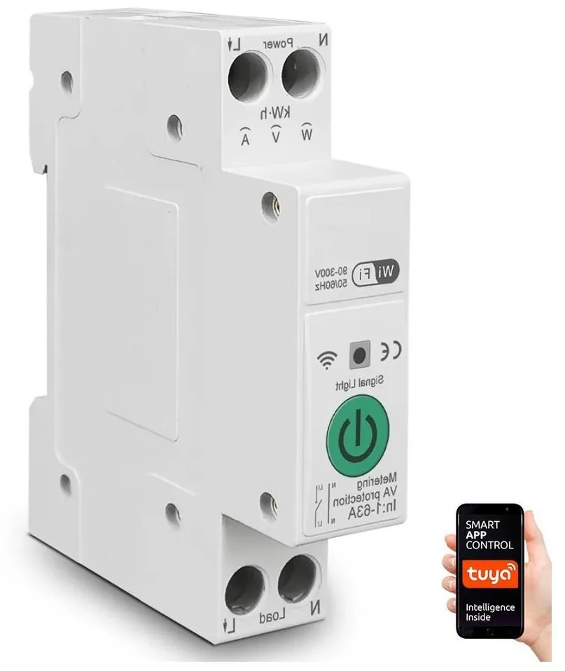 Immax NEO 07574L - Смарт прекъсвач 1-фазен 1-63A Wi-Fi Tuya