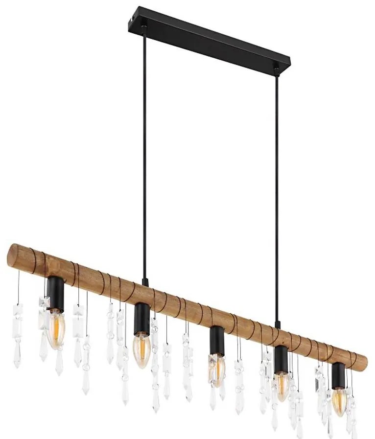 Globo 15532-5H - Полилей на кабел KIRA 5xE14/40W/230V черен/кафяв