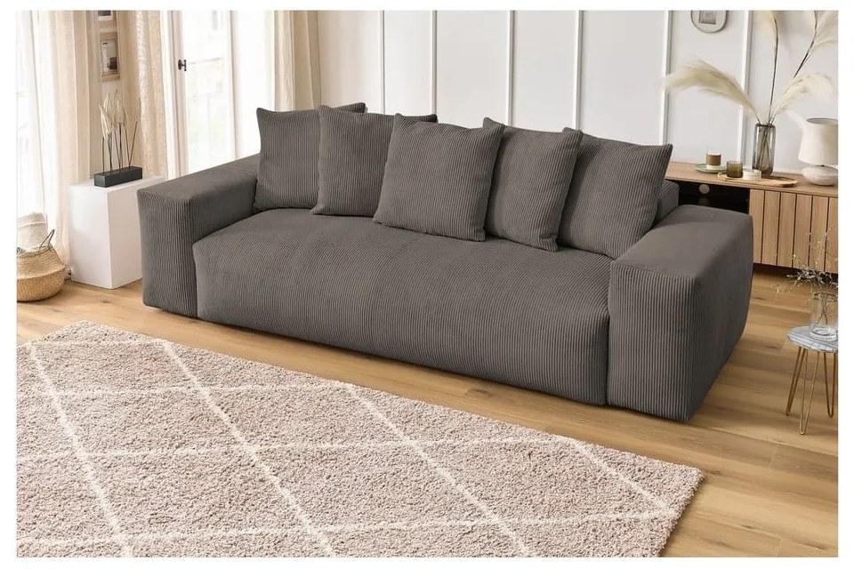 Сивo-кафяв диван от рипсено кадифе 280 cm Voltaire – Bobochic Paris
