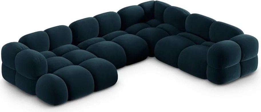Тъмносин кадифен ъглов диван (десен ъгъл/U форма) Loretto – Cosmopolitan Design