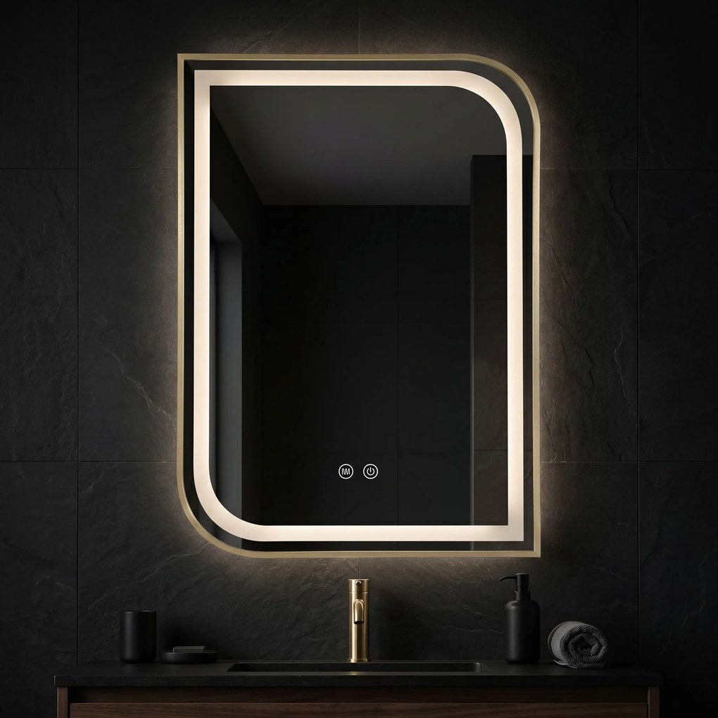 Огледало LED ZONE 70X50 BRUSH GOLD