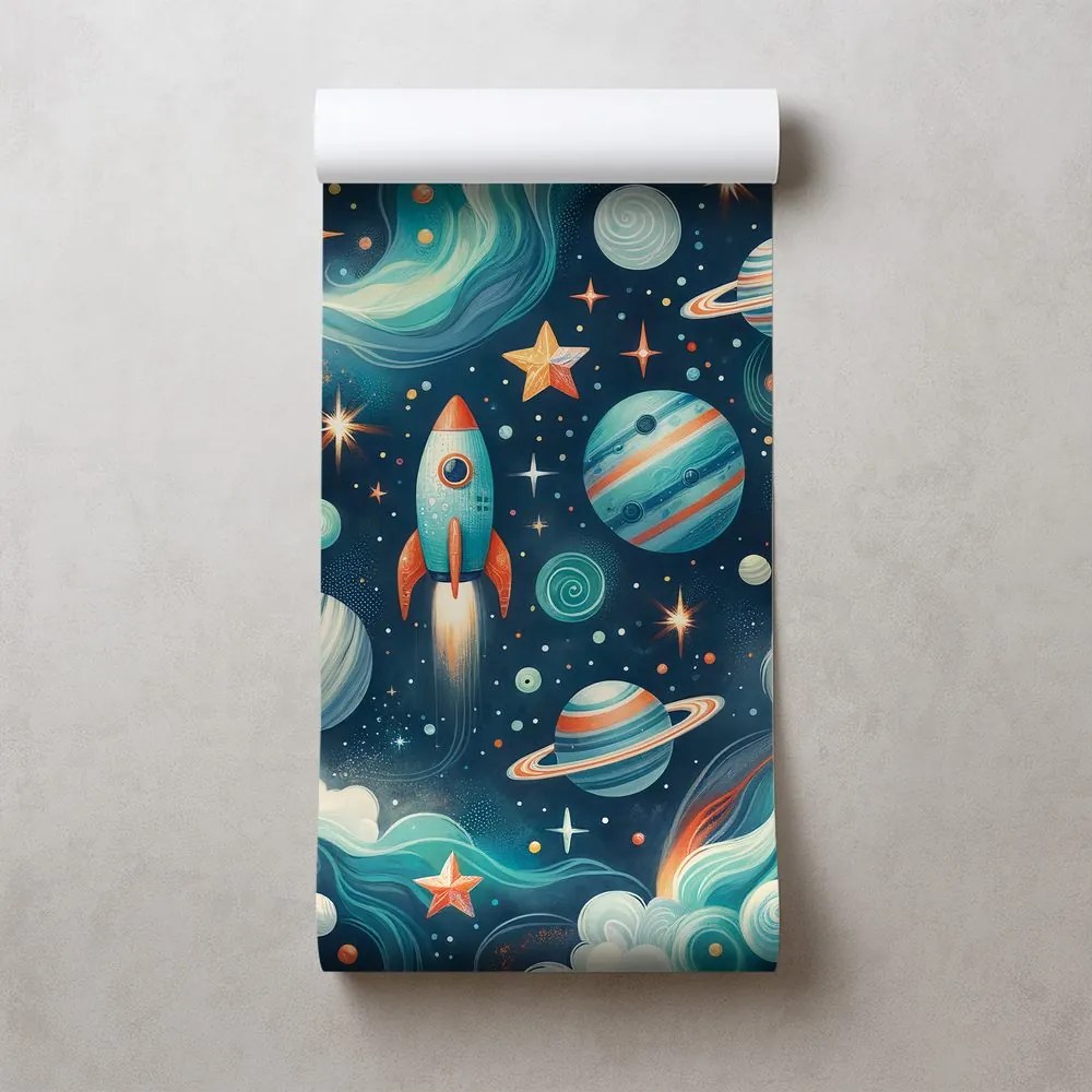 Тапет – Цветна вселена с ракета