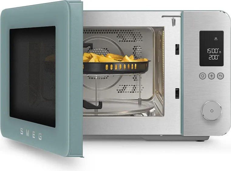 Комбинирана микровълнова фурна с горещ въздух SMEG Collezione MOC02EGMEU, 900W, 27 л, 25 програми, Плавно затваряне, Индивидуални настройки, Зелен