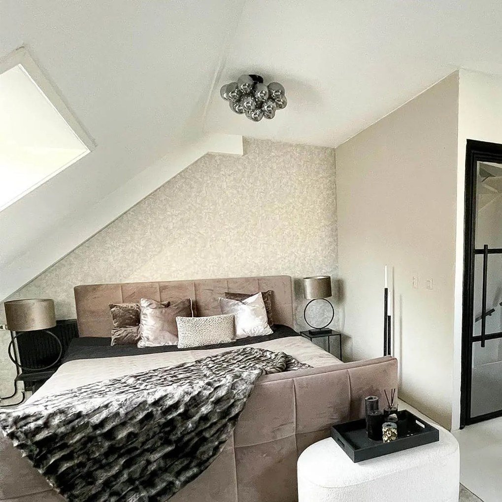 Интелигентна таванна лампа черна с димно стъкло с включени 4 WiFi G9 - Uvas