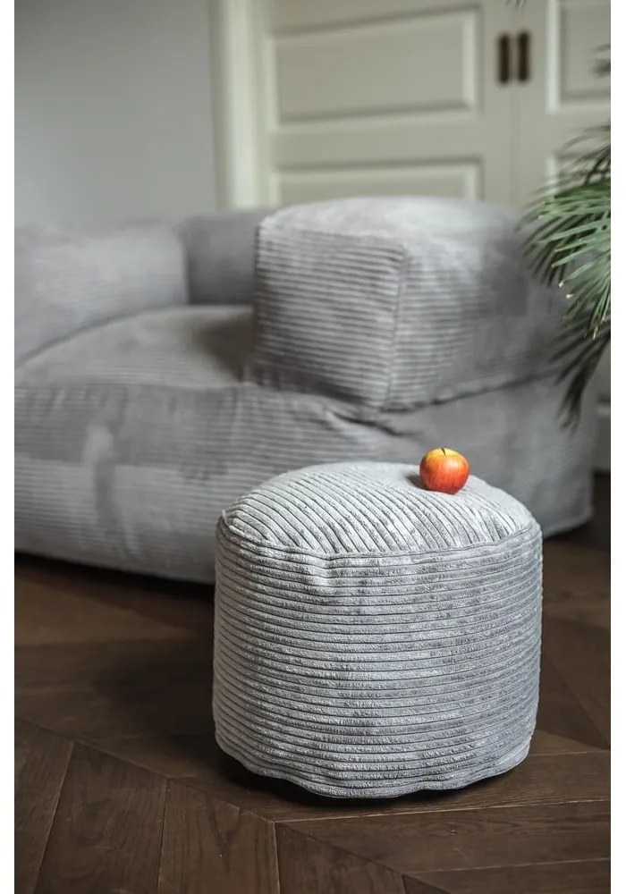 Светлосив пуф от рипсено кадифе Mini – SLOWDOWN