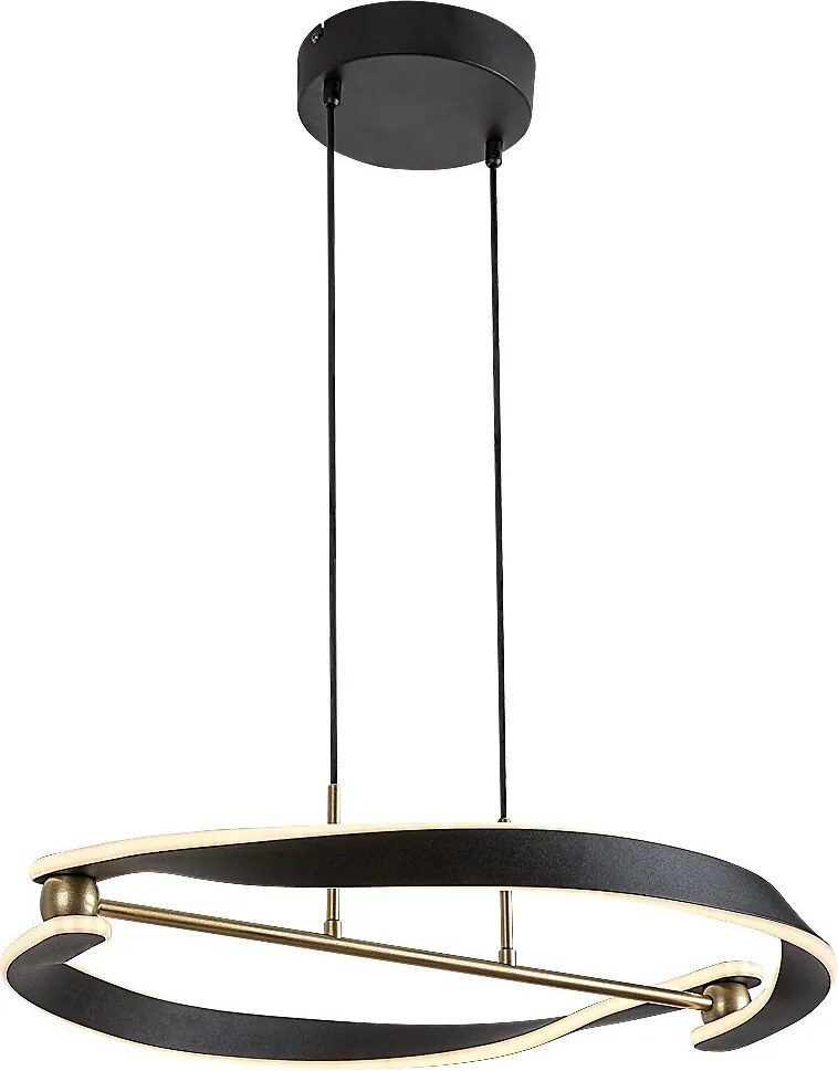 Rabalux Adalind, полилей, черно/златна метална лампа, черен PVC кабел, 40W, с абажур: 2200, без абажур: 4800, 3000, D60cm,