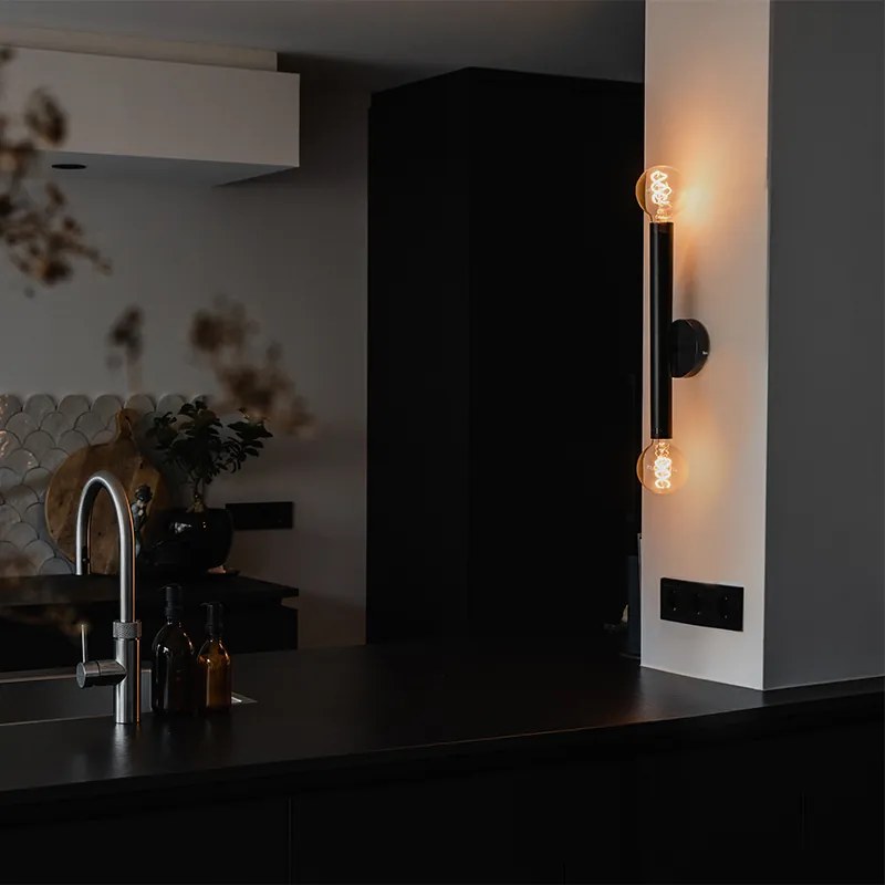 Арт Деко стенна лампа черна 2-светлина - Tubi