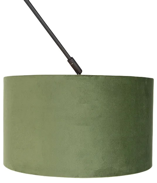 Висяща лампа черна с кадифена абажур зелена със злато 35 см - Blitz