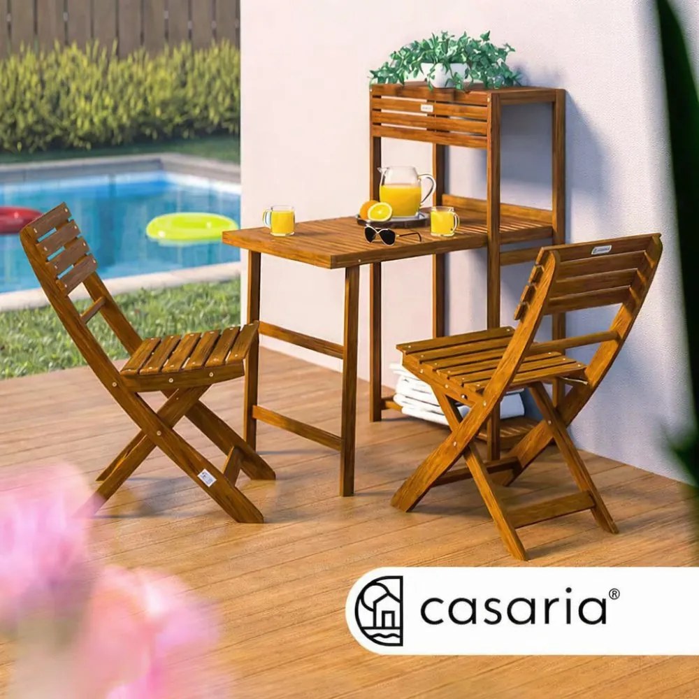 Градински комплект от 3 части CASARIA® от акациево дърво - сгъваема маса + 2 стола