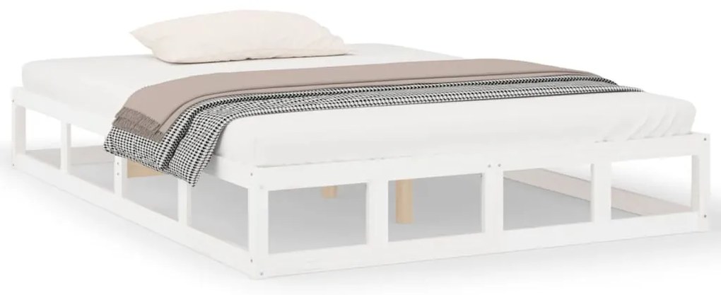 820842 vidaXL рамка за легло бяла 140x190 см масивно дърво