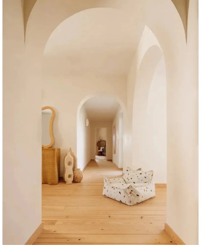 Бял детски пуф от букле и шенил Terrazzo Chair – Wigiwama