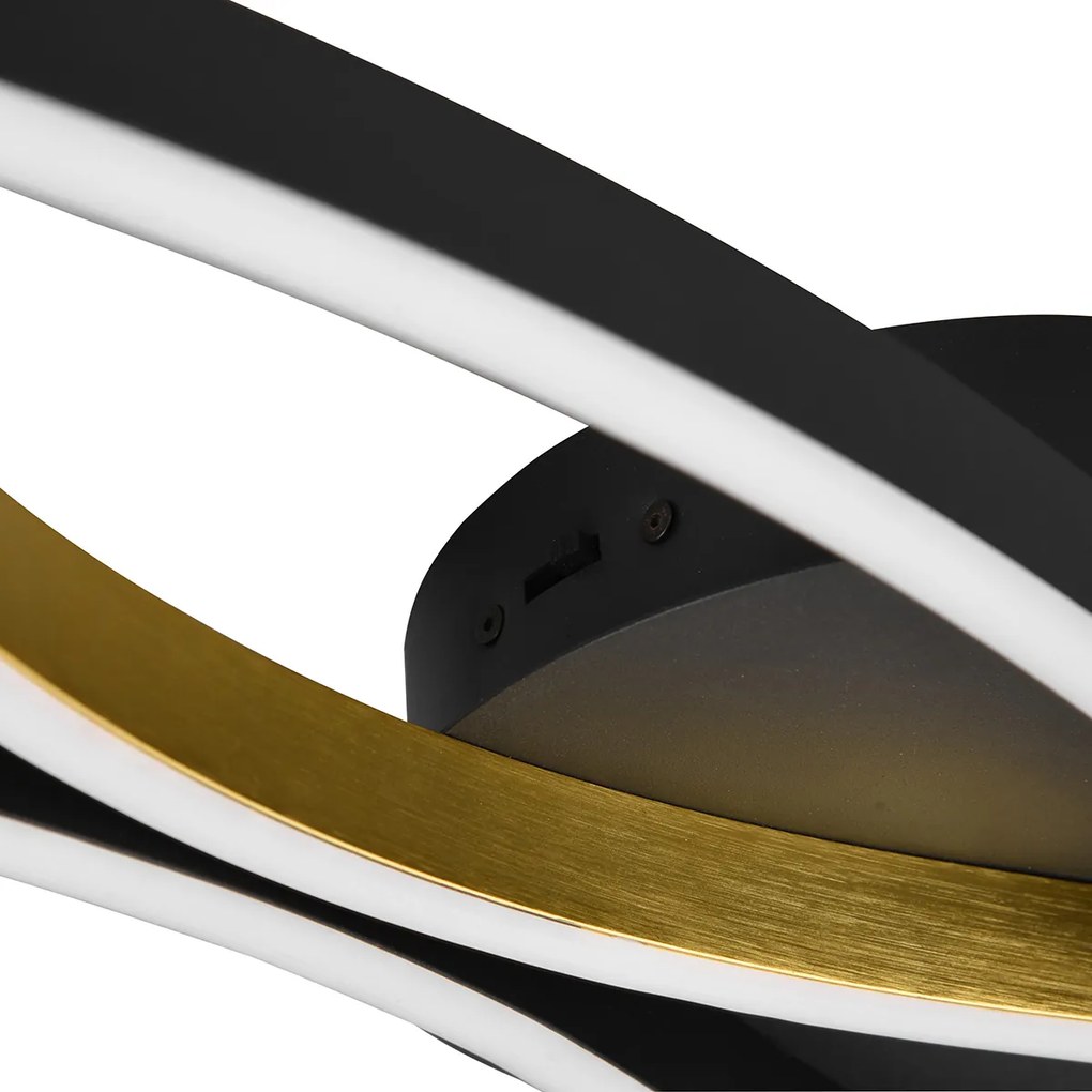 Design plafondlamp zwart met goud incl. LED dimbaar - Blaze