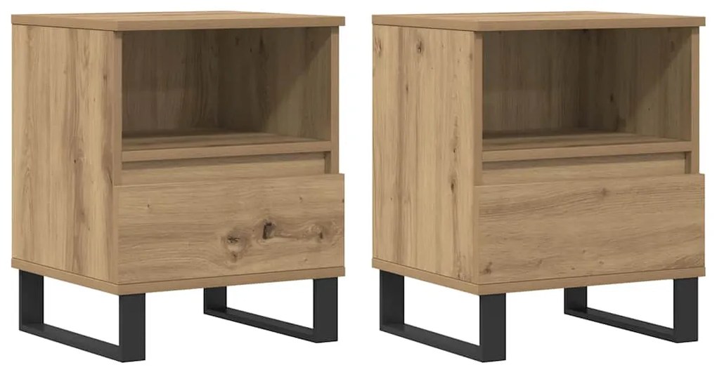 857379 vidaXL Нощни шкафчета 2 бр дъб артизан 40x35x50 см инженерно дърво