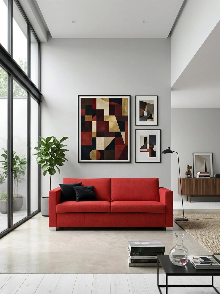 Диван Smart three-seater-205φ 90β cm.-Red