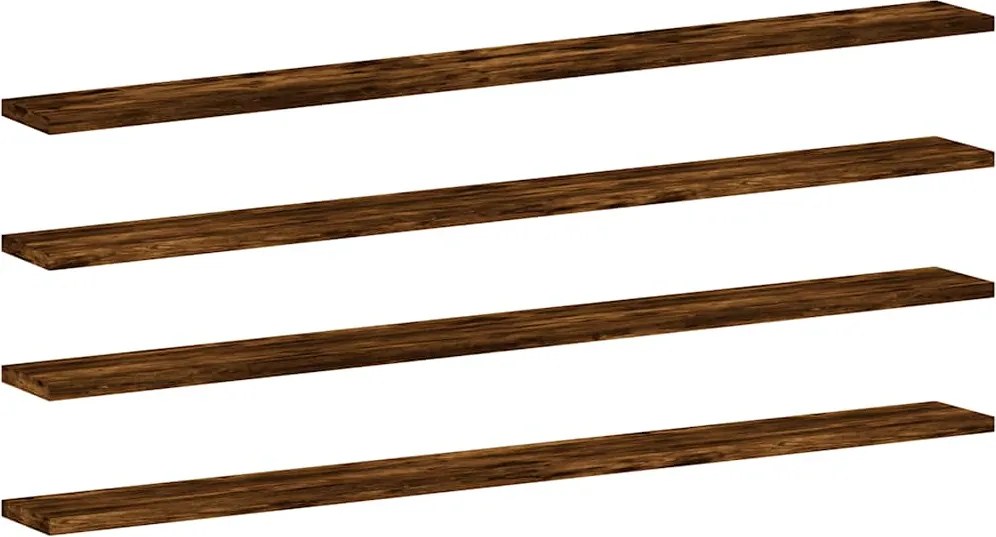 838285 vidaXL Стенни рафтове 4 бр опушен дъб 100x10x1,5 см инженерно дърво