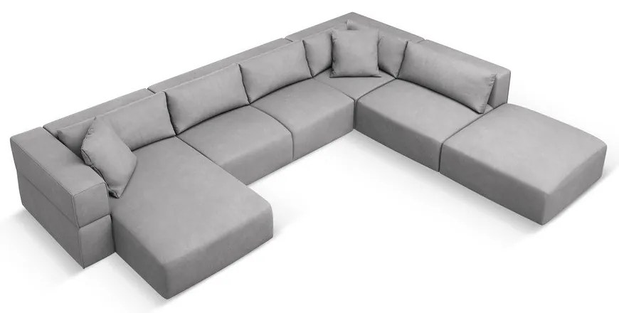 Светлосив ъглов U-образен диван, десен ъгъл Esther – Milo Casa