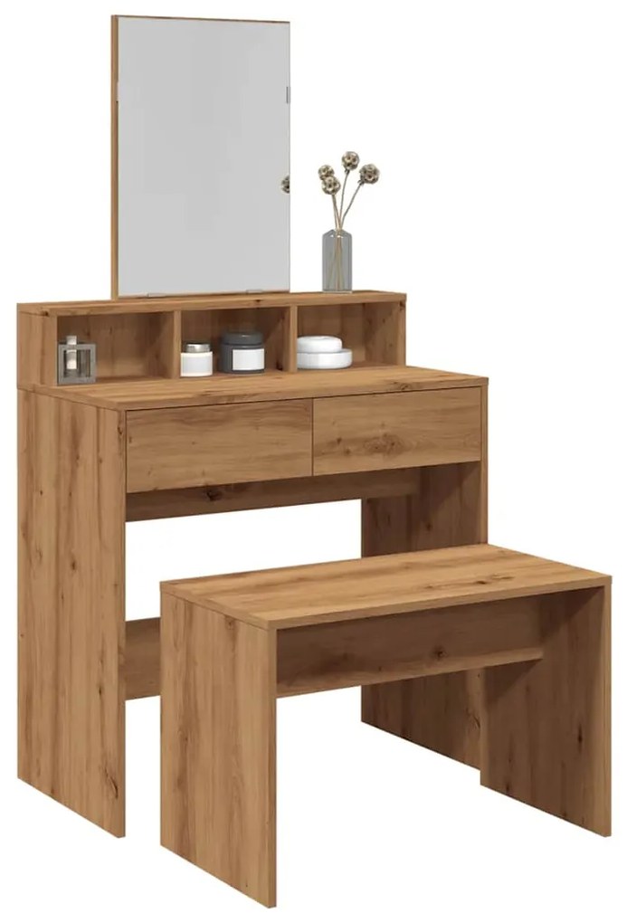 857042 vidaXL Табуретка за тоалетка, дъб артизан, 70x35x45см, инженерно дърво