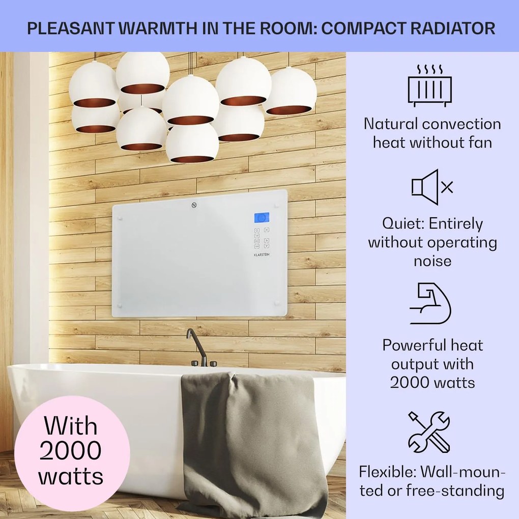 Klarstein Norderney, конвекционна печка, термостат, таймер, 2000 W, 30 m², бяла