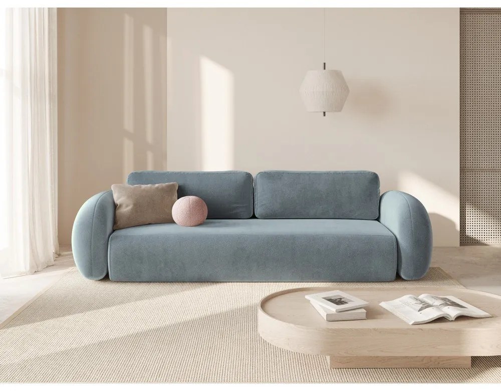 Сиво-син кадифен сгъваем/с място за съхранение диван 262 cm Tonale – Cosmopolitan Design