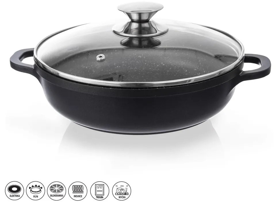 Касерола с незалепващо покритие Pfluon Granit със стъклен капак , ⌀ 28 cm Grande - Orion