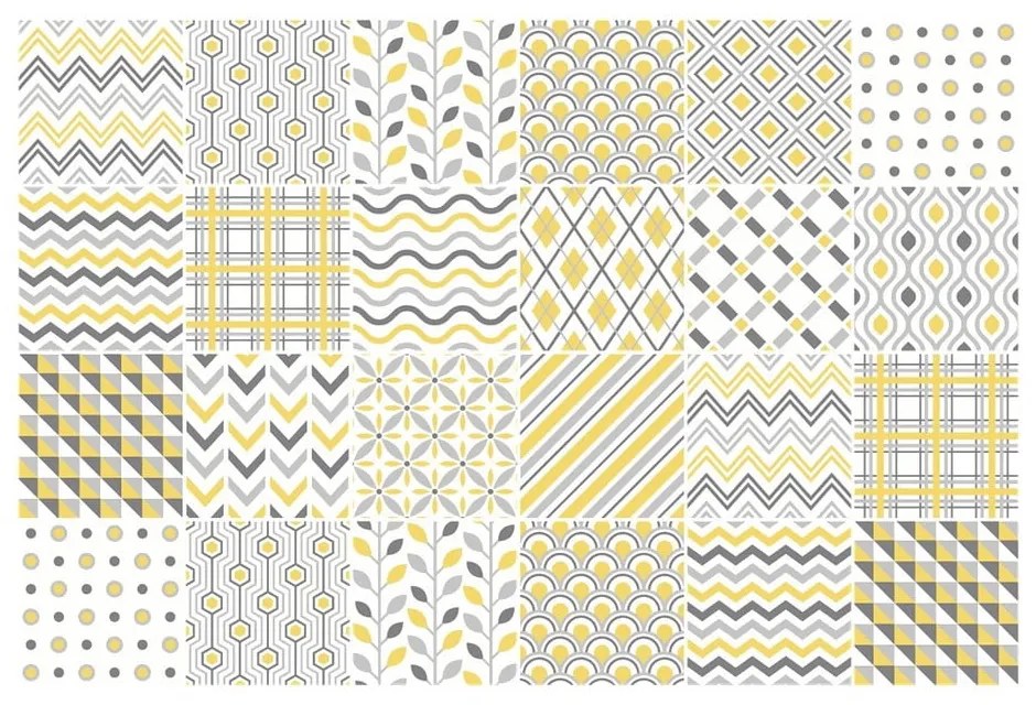 Комплект от 24 стикера за стена "Скандинавски плочки" , 10 x 10 cm Stockholm - Ambiance