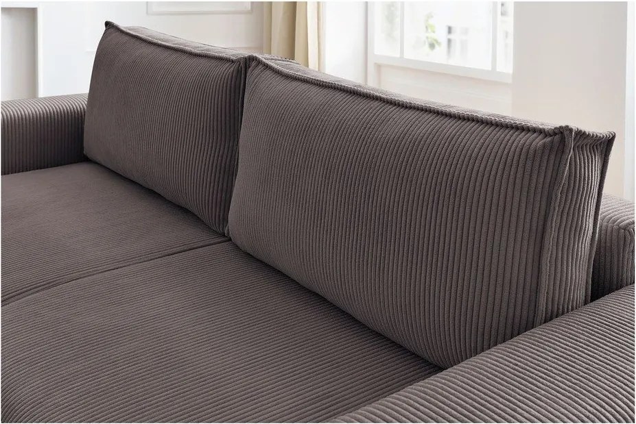 Кафяво-сив сгъваем диван от рипсено кадифе 245 cm Nihad – Bobochic Paris