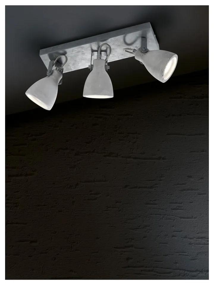 Сива стенна лампа за 3 крушки , дължина 35 cm - Trio Concrete